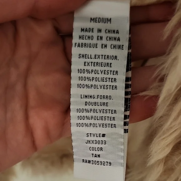 Thread & Supply Gold Cream Teddy Jacket Oversized Fuzzy - Picture 3 of 11